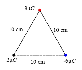 Coulomb force due to three point charge on a equilateral triangle